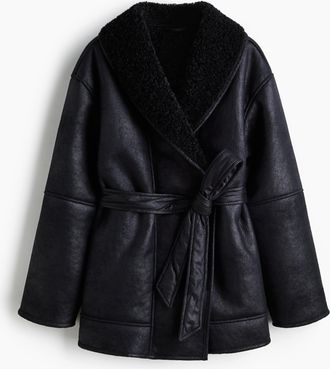 H&M Doubleface-Mantel - Schwarz