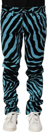Dolce & Gabbana Mens Blue Black Stripes Skinny Denim Jeans And Cotton Clothing