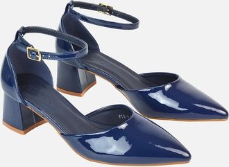 XY London Womens XY London Womens/Ladies Evie Ankle Strap Low Block Heel Court Shoes - Navy - Size: 7