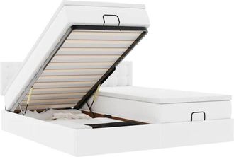 vidaXL Estructura Cama Otomana Colchones Cuero Sint&eacute;tico Blanco Vidaxl
