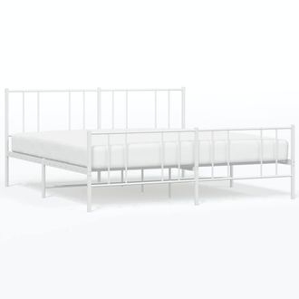 Berkfield Home Metal Bed Frame with Headboard & Footboard White 200x200 cm
