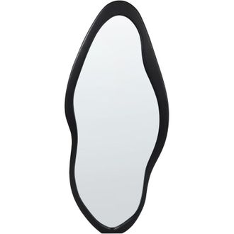 Beliani Beliani - Espejo De Pared Moderno Marco De Madera De Paulownia Forma Irregular Con Ganchos Negro Blet