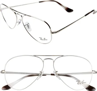 Ray-Ban 55mm Aviator Optical Glasses in Silver/clear at Nordstrom