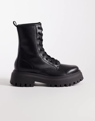 Asos Ava - Stivali bassi e stringati neri-Nero