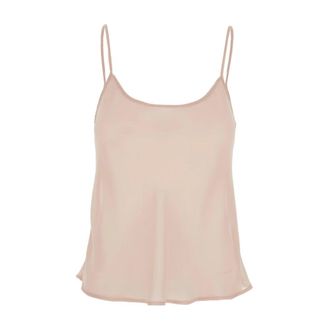 Pla&icirc;n Plain, Tops, Dames, Roze, S, Roze Top met Spaghettibandjes en Vierkante Hals in Stof Dames