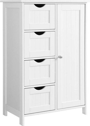 Calicosy Gabinete de baño con 1 puerta y 4 cajones L55 cm - Blanco
