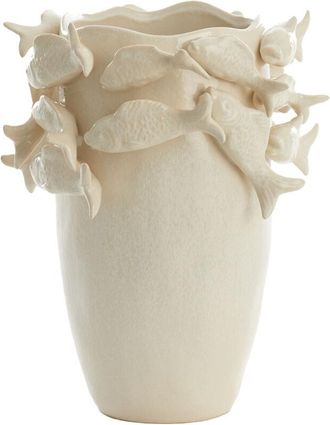 Light & Living Light&living - Vaso De Cer&aacute;mica Fish De Crema 29x28x36,5 Cm
