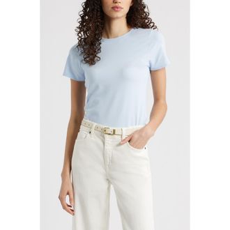 Nordstrom Pima Cotton Blend Crewneck T-Shirt in Blue Floaty at Nordstrom, Size Xx-Small