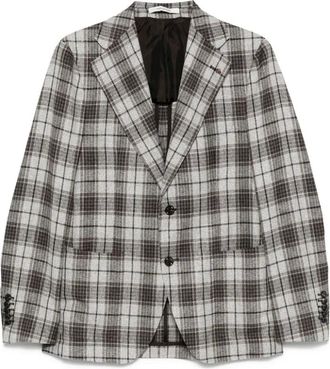 Tagliatore Jassen, Heren, Grijs, M, Wol, Koffiebruine Blazer