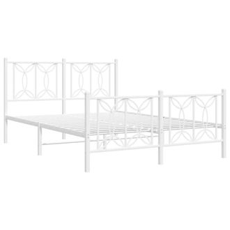 Berkfield Home Metal Bed Frame without Mattress with Footboard White 140x200cm | Size: 140x200 cm