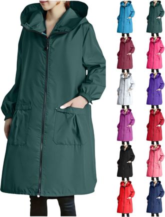 Generic Womens Waterproof Jackets Extended Hood Thin Waterproof Rain Jacket Long Raincoat Work Clothes Household Rainproof And Windproof Use Coat Functional O