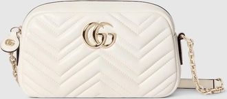 Gucci GG Marmont Small Camera Bag, White, Leather