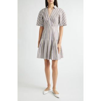 Lela Rose Stripe Cotton Dress in Cream Multi at Nordstrom, Size 12