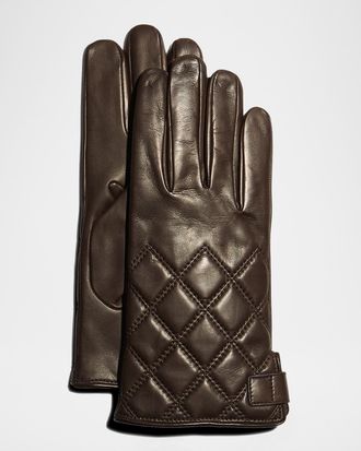Guanti Giglio Fiorentino Men & apos;s Quilted Napa Snap Gloves with Cashmere Lining