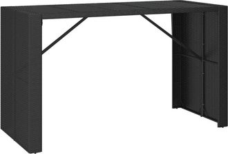 vidaXL Mesa alta bar ratán pe y superficie vidrio negro 185x80x110 cm Vidaxl