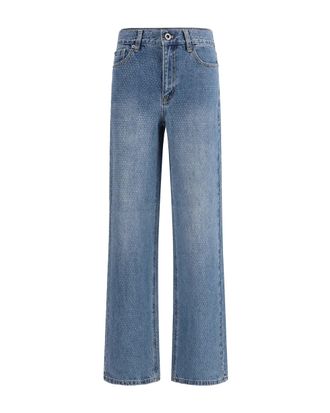 Self Portrait Straight-Leg Jeans with Strass Inspired Detailing