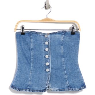 Current Elliott Strapless Button Front Bustier in Heritage Denim at Nordstrom Rack, Size X-Small