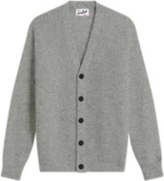 MC2 Saint Barth Herrison Rib Wool Cardigan - Heren - Vesten - Grijs - XL - Wol - Truien & Vesten