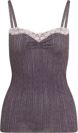 Valentino Sleeveless Tops, female, Brown, Size: S Lurex Knit Top