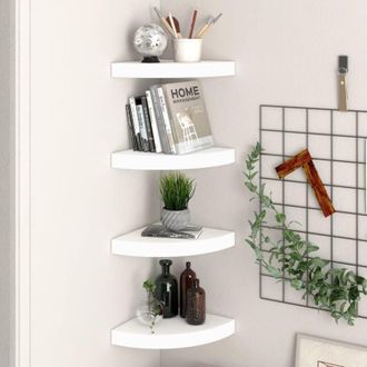 vidaXL Vidaxl - Estantes Flotantes De Pared 4 Uds Mdf Blanco 25x25x3,8 Cm