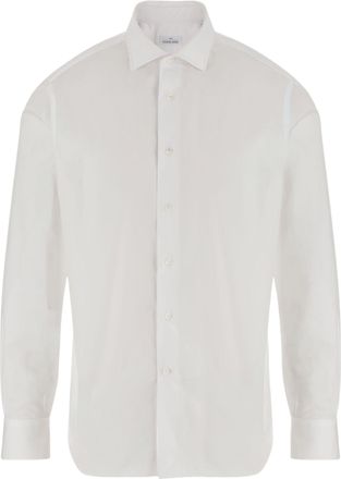 Alessandro Gherardi Cotton Shirt With Classic Collar And Curved Hem