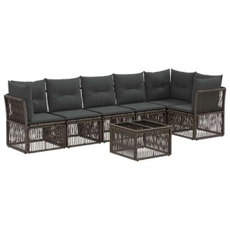 vidaXL Conjunto De Sof&aacute;s De Jard&iacute;n 7 Pcs Gris Rat&aacute;n Sint&eacute;tico Vidaxl