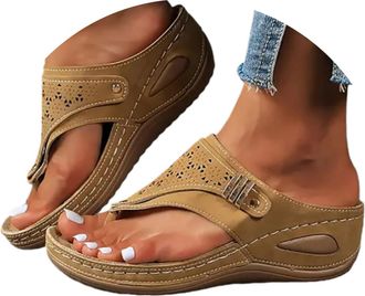 Generic Sandals for Women 2026 Orthopedic Sandals Summer Shoes Women Dressy Outfit Comfortable Arch Support Wedge Non Slip Flip-Flops, PU Leather Slides, Shoe