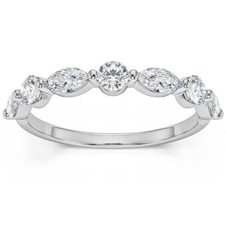 Pompeii3 1Ct Marquise & Round Diamond Wedding Ring in White, Yellow, or Rose Gold