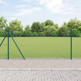 Berkfield Home Welded Wire Fence with 13 Flanged Posts Green 1x50 m Steel