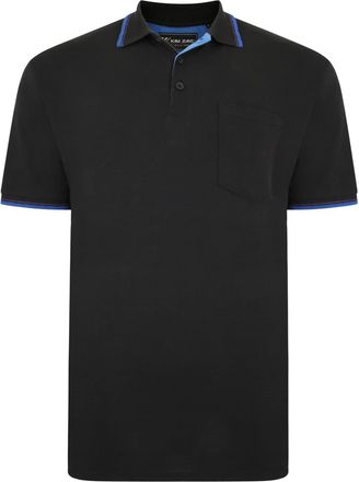 KAM Kam (KBS5400C Kbs Mens Big Size Tipped Polo Shirt with Pocket in Black 5XL