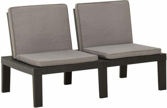 vidaXL Banco De Jard&iacute;n Con Cojines Pl&aacute;stico Gris Vidaxl