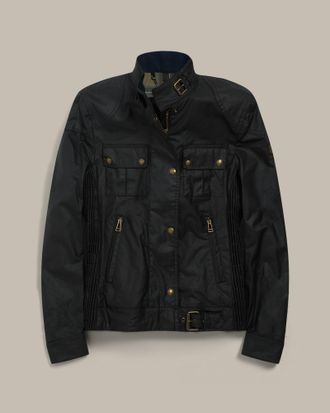 Belstaff Chaqueta Gangster Ic&oacute;nica Para Mujer Algod&oacute;n Encerado Azul Marino Oscuro 40
