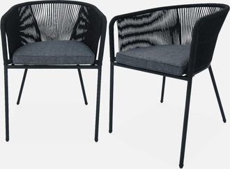 Sweeek Sill&oacute;n De Jard&iacute;n De Cuerda Y Acero Galvanizado, Set De 2