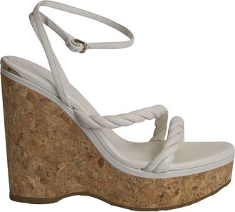 Jimmy Choo London Diosa Wedge Sandals 130 in White Leather