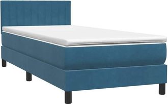 vidaXL Cama Box Spring Con Colch&oacute;n Terciopelo Azul Oscuro 90x210 Cm Vidaxl