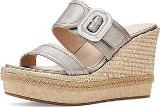 Johnston & Murphy Addison Buckle Strap Wedge Womens Sandals Light Bronze Metallic Italian Sheepskin : 9.5 M, Leather