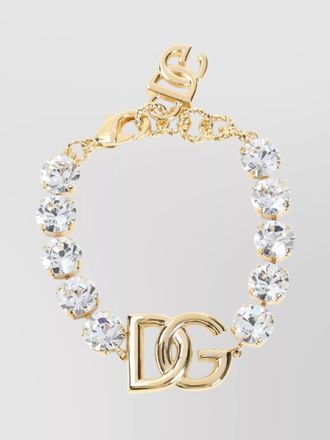 Dolce & Gabbana crystal embellished adjustable gold brass bracelet