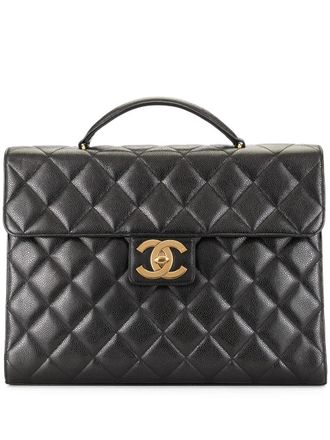 Chanel diamond quilted briefcase - women - Caviar Leather - One Size - Black