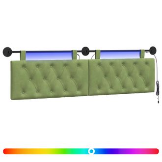 vidaXL Cabecero Colgante Con Luz Led Verde Claro Terciopelo Vidaxl