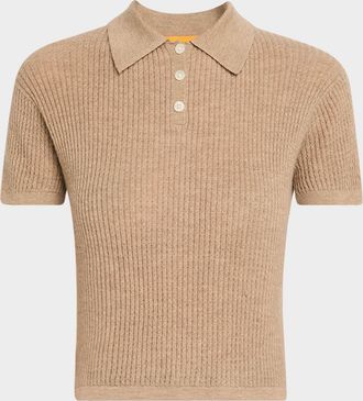 Guest In Residence Cashmere Short-Sleeve Shrunken Polo Sweater