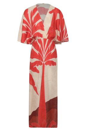 Juan de Dios Womens Topacio Midi Tunic Dress In Orange Palms