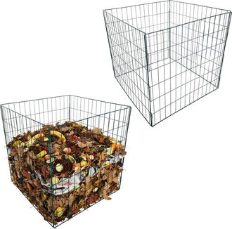 Relaxdays Relaxdays Compostador Met&aacute;lico, Set De 2, Para Jard&iacute;n 76x76x76 Cm, Malla De Acero Recubierta, Verde
