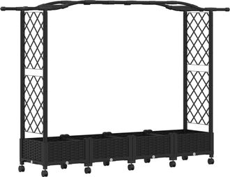 vidaXL Cama Elevada Con Trellis Y Techo Negro 207 X 40 X 129 Cm Pp Vidaxl