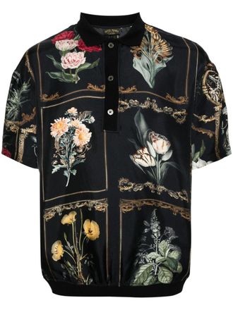 Camilla Magic In The Manuscripts silk polo shirt - Black