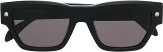 Alexander McQueen Eyewear engraved-logo square sunglasses - unisex - Acetate - One Size - Black