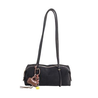 Generic Exquisite Faux Suede Square Shoulder Bags Solid Zipper Personality 2025 Autumn & Winter New Armpit For Women(Black and ornaments)