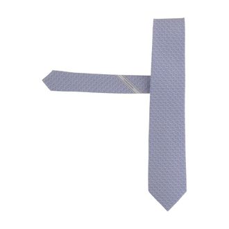 Ferragamo Silk Tie with Patterned Design - male - Ferragamo - Ties - Blue - ONE SIZE - Accessories