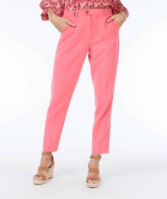 Esqualo Elastic Waist Solid Poly Gab Pants In Coral