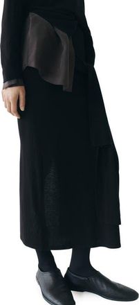 Mango Knotted Knit Midi Skirt in Black at Nordstrom, Size Xx-Small