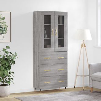 Berkfield Home Highboard Grey Sonoma 69.5x34x180 cm Engineered Wood
